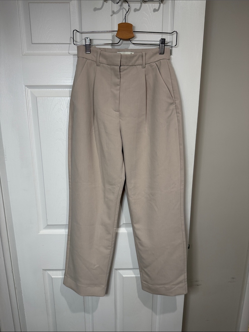 Abercrombie & Fitch Beige Tailored Wide Leg Trousers